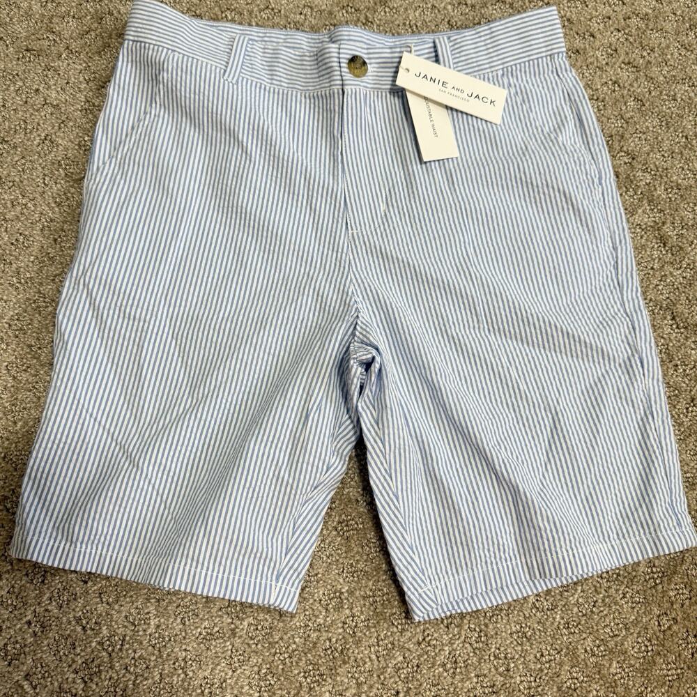 NWT Janie and Jack Seersucker Shorts Size 14 Kids‎ Preppy Adjustable Waist